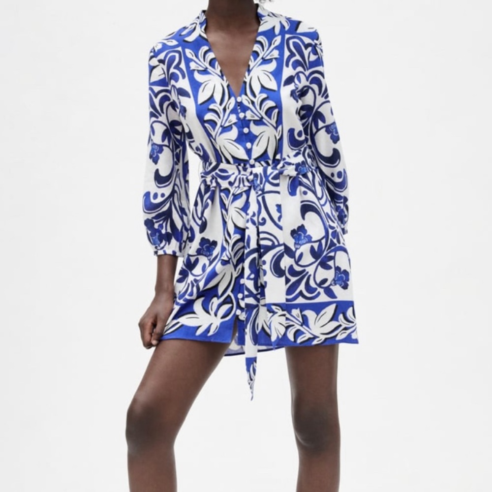 Zara- Printed shirt dress (size m)